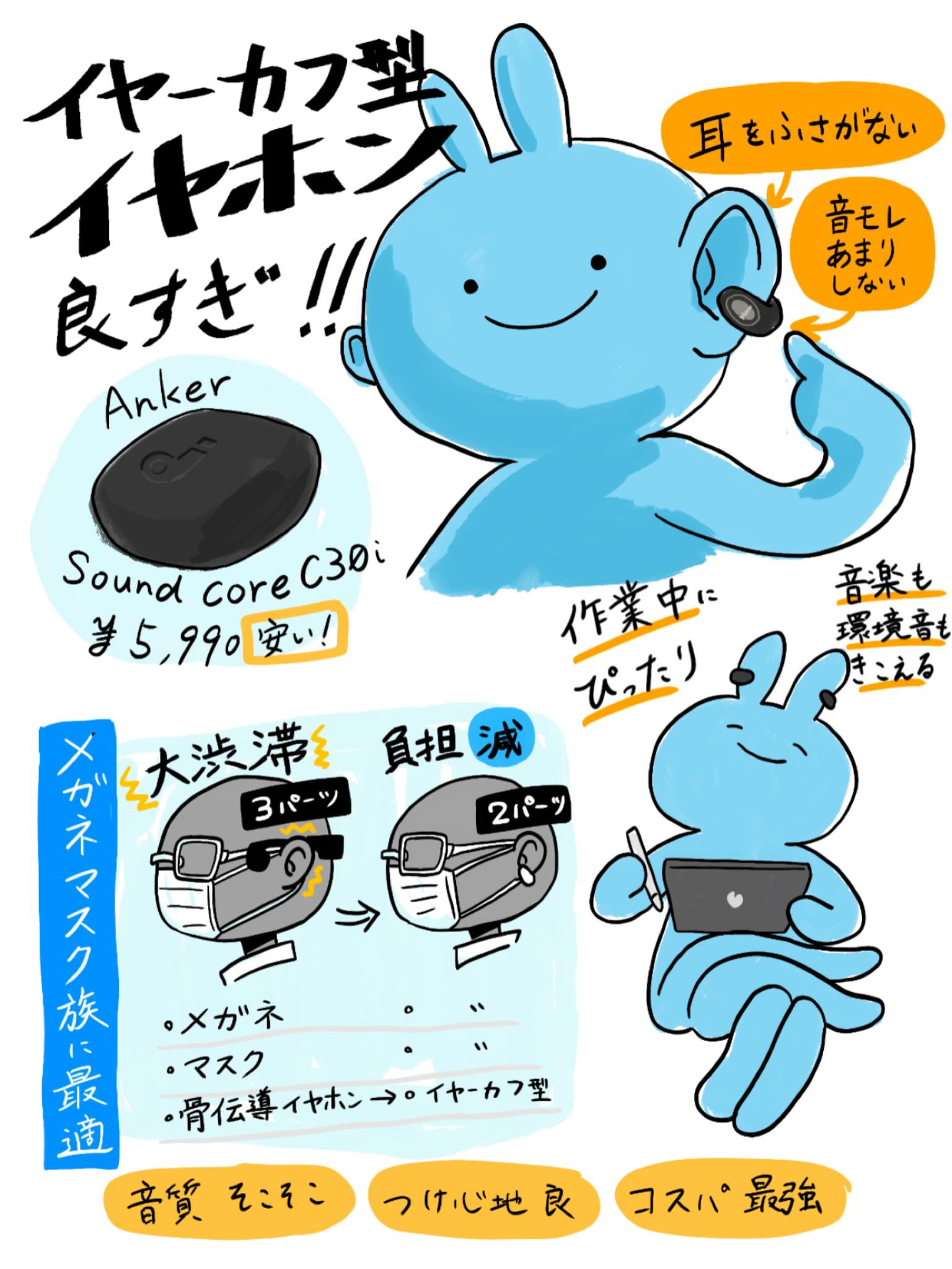 イヤーカフイヤホン